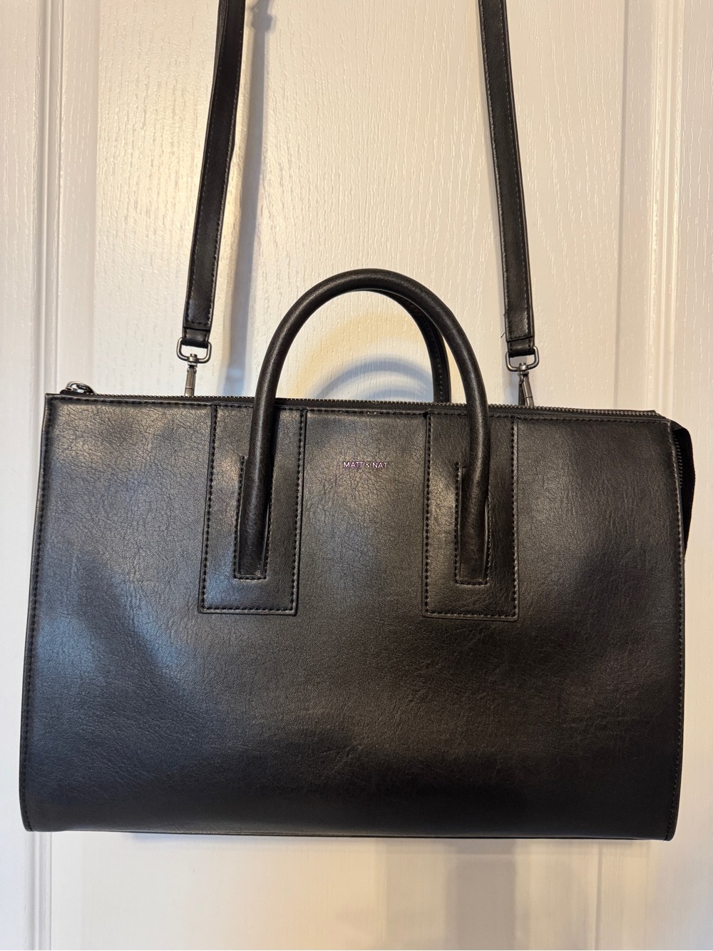 Matt & Nat Tacoma Medium Vegan Leather Satchel Tote Crossbody Black